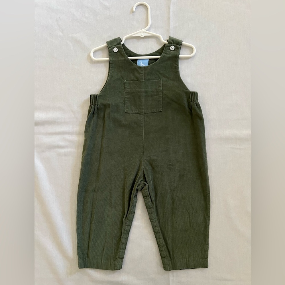 Olive Moss Green Soft Corduroy Kids Overalls Longalls